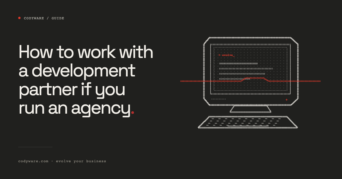 Illustration made of characters: Guide. How to work with a development partner if you run an agency